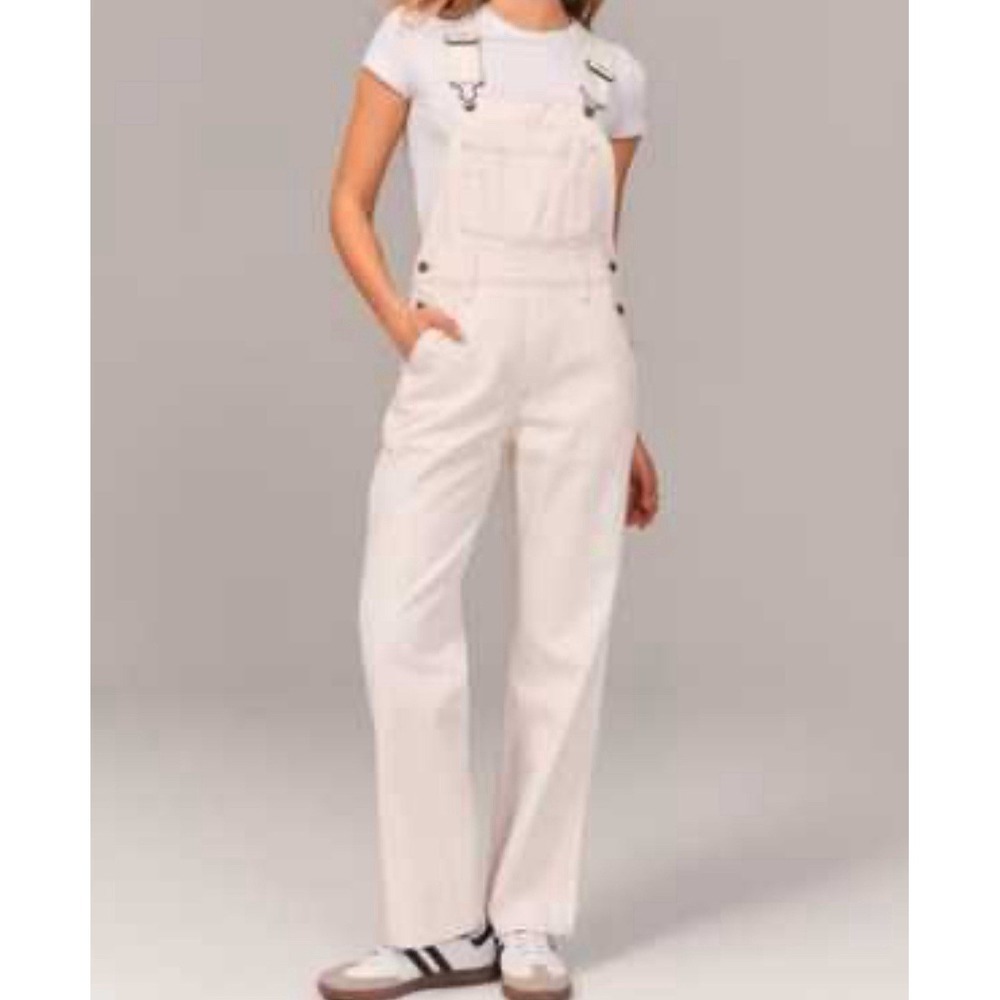 New Abercrombie & Fitch Women's Creamy White Denim Overall's Size XL